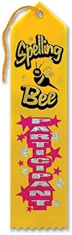 Beistle Spelling Bee Participant Award Ribbons, 2 by 8-Inch, 6-Pack