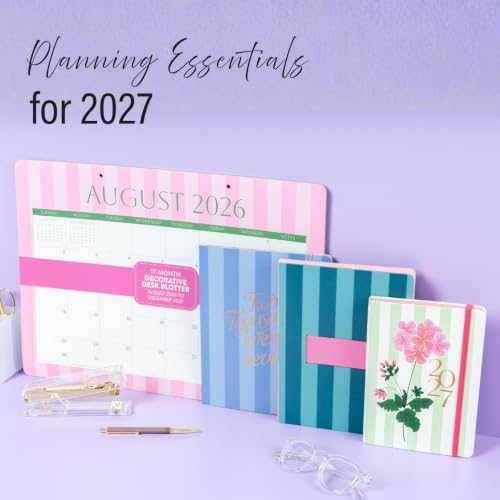 Orange Circle Studio 2027 Berry Bliss Emery Pocket Planner, 12-Month Weekly & Monthly Calendar, Spiral Bound 4.5 x 6.5 In, Pink Embroidered Cover, Compact Daily Planner Notebook for Women, Travel Size