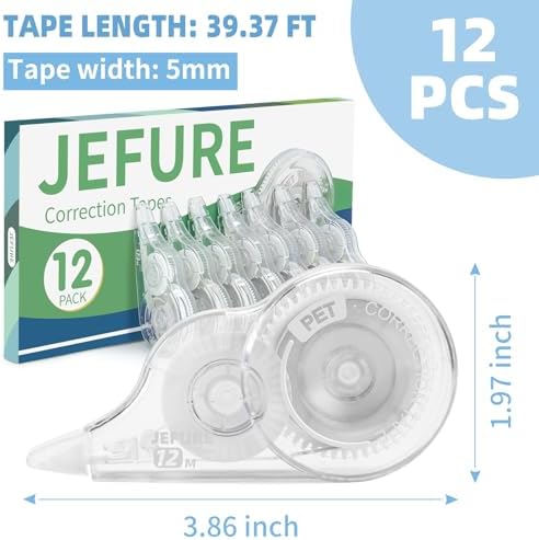12 Pcs Correction Tape, 39.4 Ft, 0.2in Wide