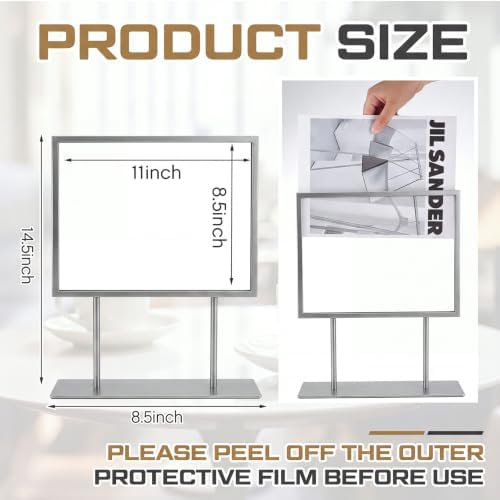 Zhengmy 1 Pack Tabletop Sign Holder, 11" w × 8.5" h, Landscape, White