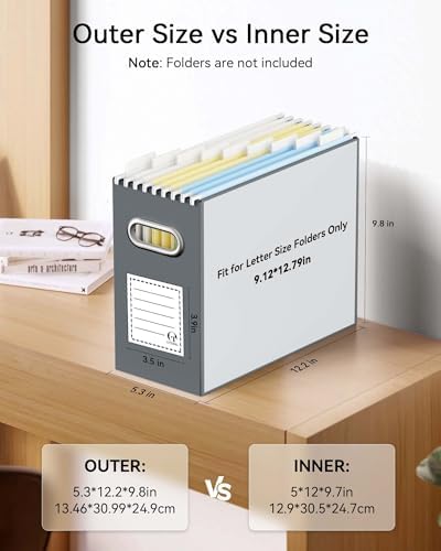 Oterri Portable Collapsible Cardboard File Box with Handle for Letter-Size | 4-Pack. Stainless Steel Handle. Label Stickers Included. Fits Letter Folders (Not Included). Home, Office, School, Dorm, Tax.
