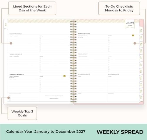 Blue Sky 2027 Weekly & Monthly Planner Calendar, 8.5"x11", Coming Up Roses