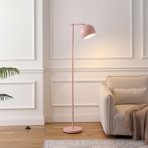 JONATHAN Y Eva 58.5" Pink Metal Floor Lamp with Adjustable Globe Shade