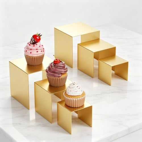 Display Stand & Risers, 6 Pcs Set Metal Rectangular Cupcake Stands