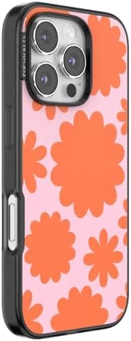 PopSockets iPhone 16 Pro Phone Case with MagSafe- Floating Florals | Magnetic, Wireless Charging, Camera & Drop Protection, Hot Pink, Flower, Floral