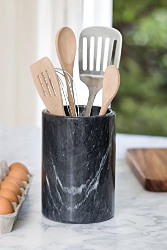Fox Run Marble Wine Bottle Holder and Utensil Crock, Black