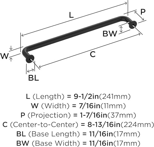 Amerock 8-13/16" Factor Matte Black Drawer Pull