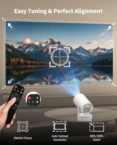 【Electric Focus】Mini Projector, Support 4K 1080P, 210 ANSI Portable Projector with WiFi and Bluetooth, Auto Keystone Correction Video Projector, Compatible with Smartphone,TV Stick,Laptop