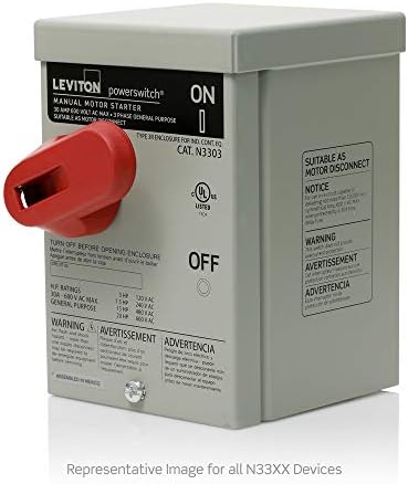 Leviton 30 Amp, 600 Volt, Toggle in Type 3R Enclosure Three-Pole, Industrial Grade, Grounded To Enclosure, N3303-DS, Gray