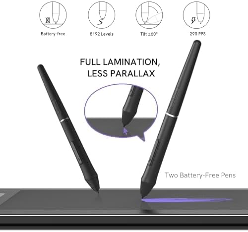 VEIKK VK1200 V3 Drawing Tablet with Screen, 11.6 Inch Full-Laminated Graphics Monitor, Upgraded to 16384 Levels Pressure Sensitivity, Tilt Function, with Stand, 2 Pens & Glove