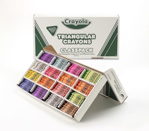 Crayola Triangular Crayon Classpack, 16 Assorted Toddler Crayons, Anti Roll, Bulk School Classroom Essentials, Preschool & Kindergarten Must Haves, 256 Count, (Pack of 2)