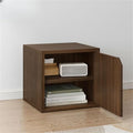 Timber Vertical or Horizontal Organizing Shelf with 1 Cabinet Closed Back Modular Cube Storage Unit, Book Storage Bookshelf Glass Small Bookcase, Square Grid Cabinet Oak with Shelves Wood Door