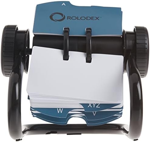 Rolodex® Open Metal Single Rotary File 2 1/4" x 4" 500 Cards Black (Pack of 4)