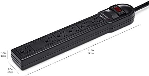 Amazon Basics Surge Protector Power Strip, 6-Outlet, 790 Joules, Circuit Breaker, LED Indicator, 6ft Extension Cord, Black, 10-Pack