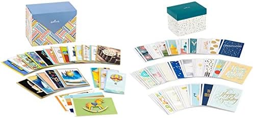 Hallmark Pack of 24 Handmade Assorted Boxed Greeting Cards, Herringbone Pattern—Birthday, Baby Shower, Wedding & All Occasion Greeting Cards Assortment—48 Cards and Envelopes with Organizer Box
