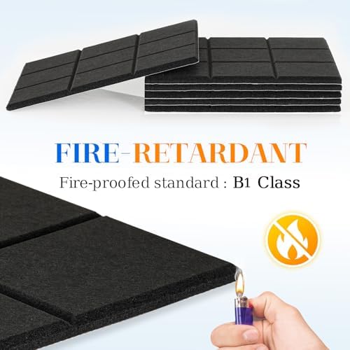 DOLLAR BOSS Felt Cork Board Tiles 6 Pcs 12"x12" Bulletin Board, Black Grid
