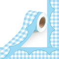 50ft Checkered Bulletin Board Borders, Checkerboard Straight Trim Border with Scalloped Edge Print, Classroom Decor for Chalkboard Whiteboard Back to School Supplies, Blue and White