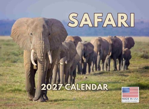 Safari Calendar 2027 Wild Animals Monthly Wall Calender 12 Month
