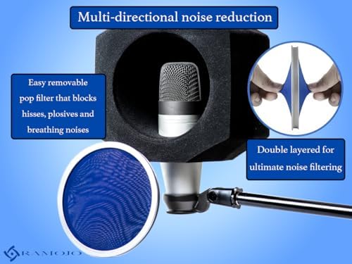 Microphone Isolation Shield with High-Density Foam for Podcast & Recording