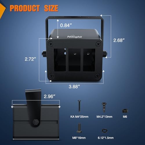 Nilight 3 Gang Rocker Switch Box Detachable Housing 3 Holes Aluminum Panel
