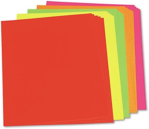 UCreate Neon Coated Poster Board, 5 Assorted Colors, 22" x 28", 1 Sheet