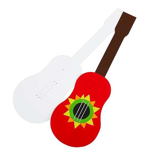 Colorations Sturdy Cardboard Guitars, Decorate Your Own, Set of 12 | Ages 3+, PreK+, 3 Strings to Strum, Kids' Craft for Individual Decorating and Personalizing