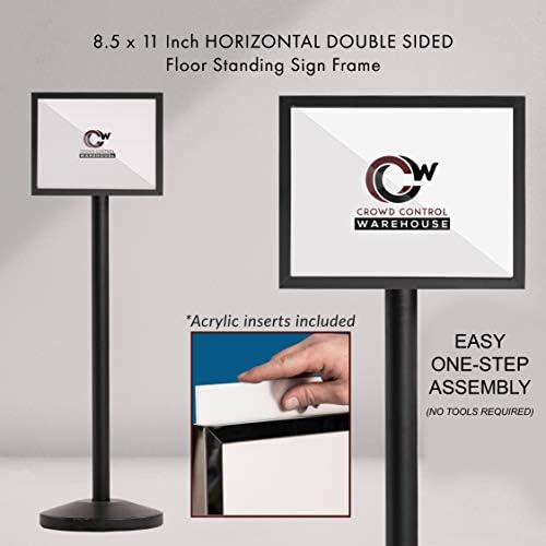 CCW 8.5 X 11" Horizontal Pedestal Floor Sign Frame, Satin Stainless Steel