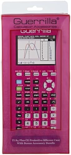 Guerrilla Silicone Case for Texas Instruments TI-84 Plus CE Color Edition Graphing Calculator With Screen protector and Graphing Ruler, Pink