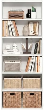 Furinno Jaya 6-Tier Book Shelf, Open Shelf Bookshelf, White