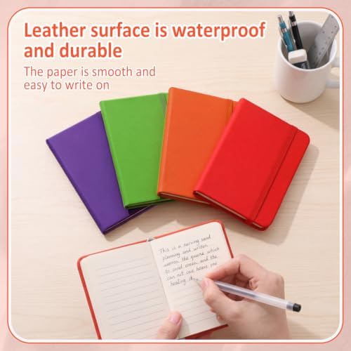 Ceenna 16 Packs Pocket Small Notebook Journals Mini Notebook Bulk 192 Pages/96 Sheets Hardcover with Thick Lined Paper 3" x 4.4" A7 Small Notepad Bright Color for Office Journey Supplies