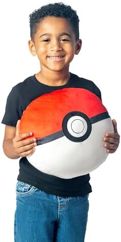 Northwest Pokemon Poke Ball Cloud Pillow 12" – Plush Pokemon Stuffed Toy, Kids Room Decor, Cartoon Character Pillow, Gift for Boys & Girls