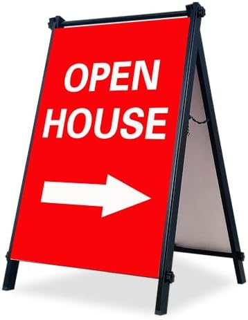 24”x36" Premium Heavy-Duty A-Frame Sign Stand – Holds 2 Insert Boards + 1 Hanging Sign | Weatherproof Sidewalk Sign Holder for Business, Real Estate, Restaurants & Events (STAND ONLY) (1)