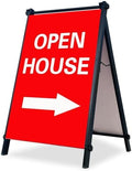 24”x36" Premium Heavy-Duty A-Frame Sign Stand – Holds 2 Insert Boards + 1 Hanging Sign | Weatherproof Sidewalk Sign Holder for Business, Real Estate, Restaurants & Events (STAND ONLY) (8)