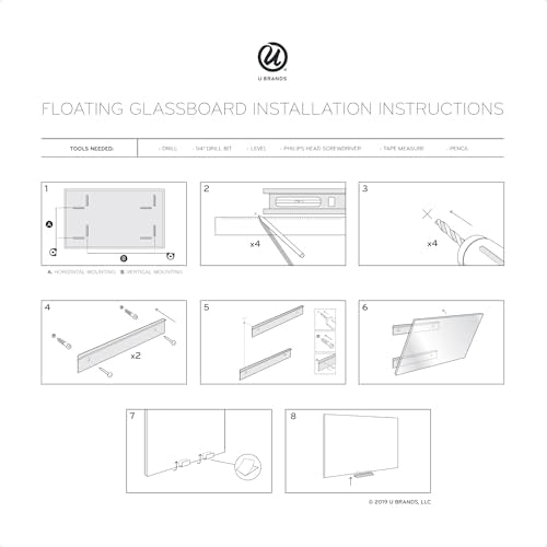 U Brands Glass Dry Erase Calendar Whiteboard, 36" x 36", Non-Magnetic White