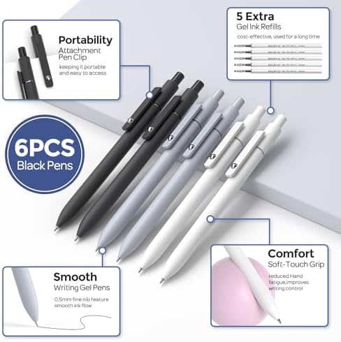 Nicpro School Supplies Stationary Set with Pencil Case, 50 PCS Black | Back to Schoo Supplies, Pen Case with 12 Highlighter, 5 Gel Pen, 6 Mechanical Pencil, Essentials for College, Nursing Student