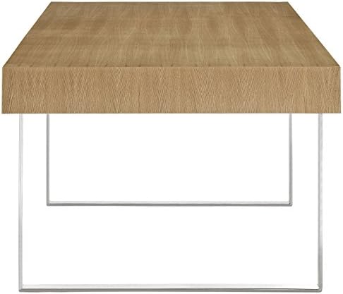Modway Tinker Contemporary Modern Wood and Stainless Steel Office Desk With Two Drawers in Natural