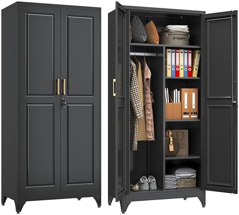 SteeLoong Armoire Wardrobe Closet,71" H Wardrobe Cabinet with Locking Doors