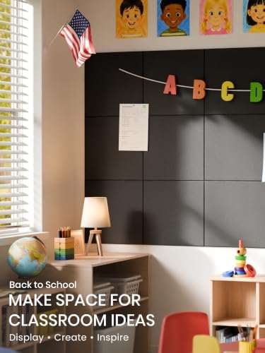 Bumusty 36"x 24" Large Felt Bulletin Board Tiles, Black