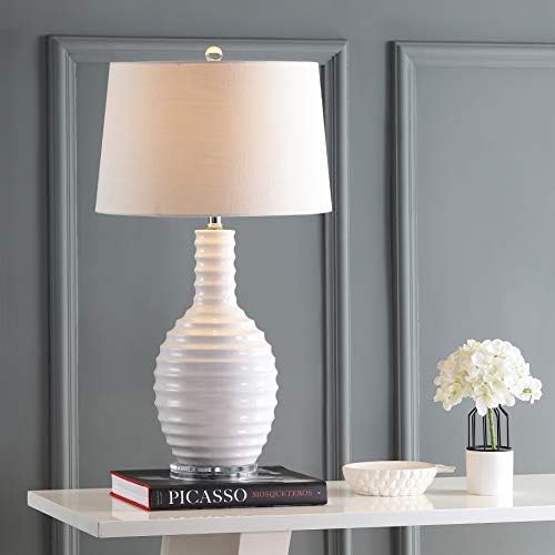 JONATHAN Y Dylan 29.5" Ceramic Table Lamp Ribbed Sculptural, White
