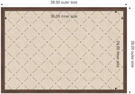 Kate and Laurel Framed Fabric Pinboard 38 x 26, Green Lattice Pattern Printed Linen Classic Bulletin Board for Use as a Vision Board or Wall Organization, Florence Medium Brown Frame