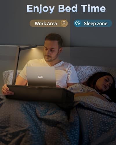 SAIJI Lap Desk with LED Light, Portable Laptop Tray with Cushion