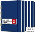 5 Pack Hardcover Spiral Notebooks, 8.3" x 6.3" Lined Journal Set, 100 GSM Bleed-Resistant Paper, 200 Pages Twin-Wire Bound Notebook with Elastic Band & Category Stickers for Office, School