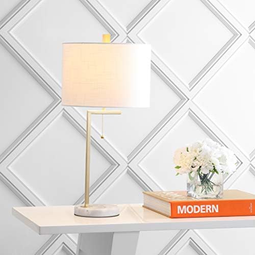 JONATHAN Y Alyssa Table Lamp 24.5" Metal Marble, Brass Gold/White