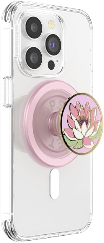 PopSockets Phone Grip for MagSafe, Magnetic Holder- Water Lily | Removable, For Kindle / Android / iPhone, With Magnet, Light Pink, Electronic Accessories, For iPad/Kindle/iPhone/Android