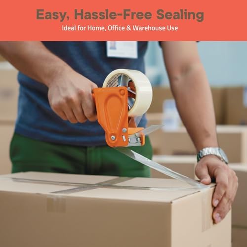 Clear Packing Tape Heavy Duty 6 Rolls, 1.7mil Thickness, Strong Adhesive for Shipping, Moving & Packaging, 1.88" Wide x 60 Yards Per Roll, Smooth Unroll, Clear Finish, Fits Standard Dispensers