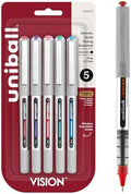 Uni-Ball 60381PP Vision Rollerball Pens, Fine Point (0.7mm), Fashion Colors, 5 Count