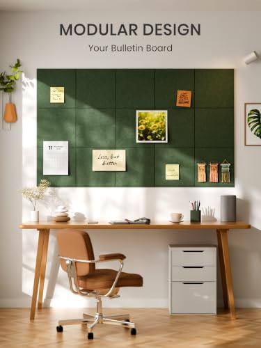 Bumusty 48"x 36" Large Felt Bulletin Board Tiles, Moss Green