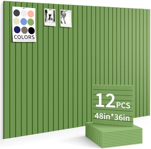 48" x 36" Cork Board Alternative, 12 Pack Felt Bulletin Board Tiles with 30 Adhesive Tabs Wall Push Pin Board for Office Classroom Bedroom Decor