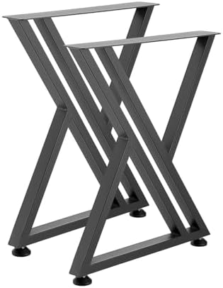 VEVOR Table Legs, 29.1" H x 24" W Steel Furniture Legs, 2204 lbs Max Load Heavy Duty, Easy Installation, Sturdy & Stable for Home Office Desk DIY, Coffee Dinner Bar Tables, Workbench,Set of 2, Black