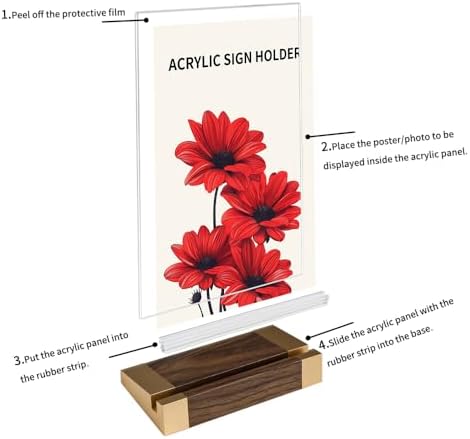 LIANHELILAI Acrylic Sign Holder 5X7, L-Shape Vertical 2 Pack for Tabletop